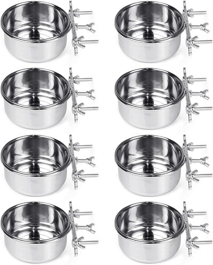 Tfwadmx 8 Pcs Bird Feeding Dish Cups, Parrot Food Bowl Clamp Holder Coop Cup by Tfwadmx