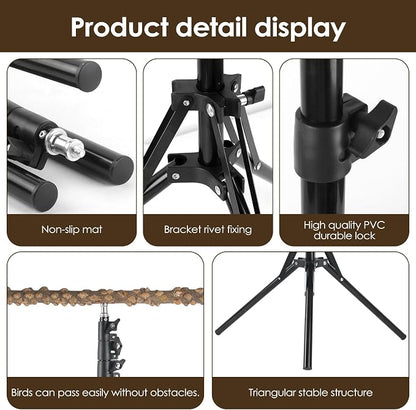 Adjustable Bird Perch Stand, 16-62 Inch Height Adjustable Bird Training Perch - Image 5