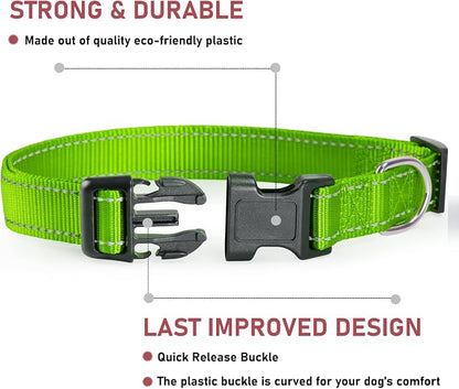 Reflective Dog Collar with Buckle Adjustable Safety Nylon Collars - Image 3