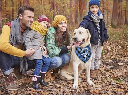 Dog Bandana, Happy Birthday Dad Dog Bandana, Dog Scarf Classical Plaid Printing - Image 5