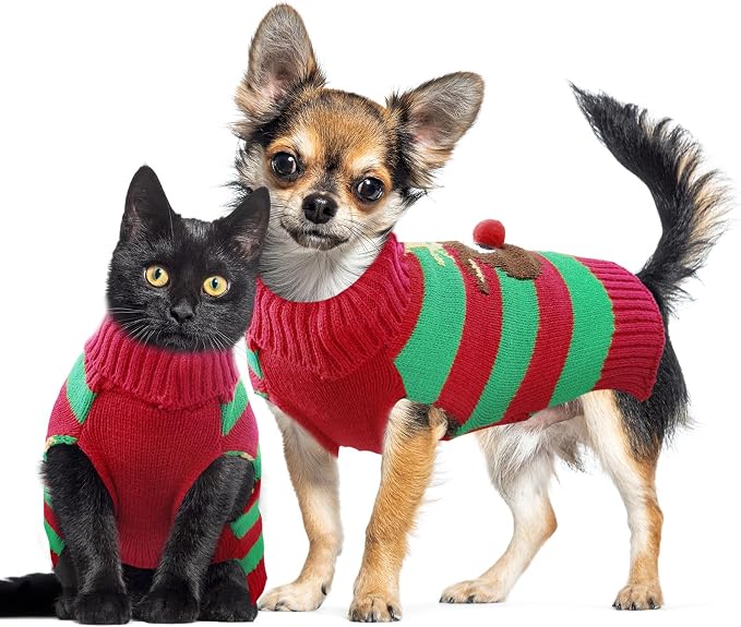 Dog Cat Christmas Sweater Boy Girl Ugly Reindeer Xmas Pet Clothes Holiday Puppy - Image 2
