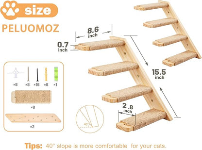 Cat Climbing Stair Shelf, Wall Mounted Ladder 2PCS 4 Steps Reversible Left & - Image 5