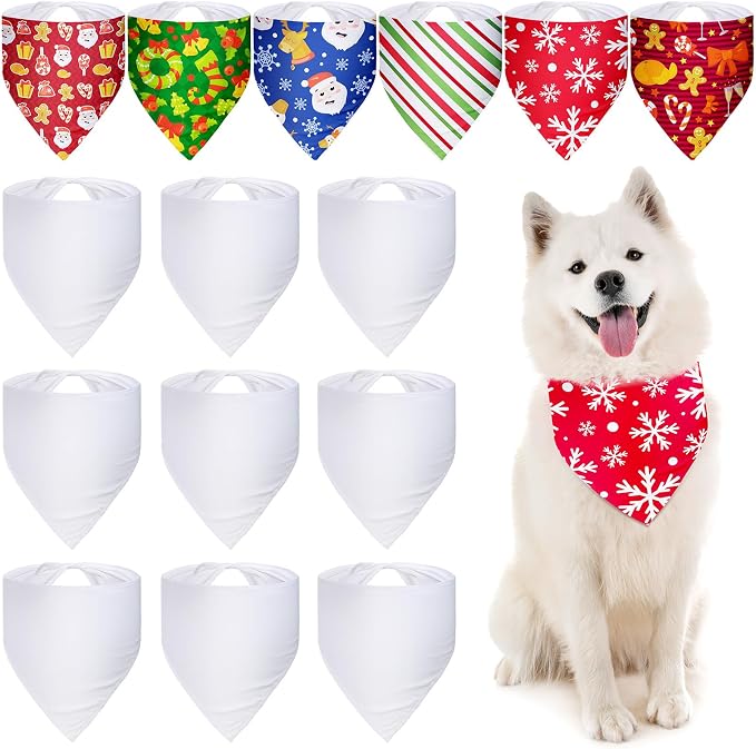 Weewooday 15 Pieces Sublimation Heat Transfer Dog Bandana Triangle Dog Scarf by Weewooday