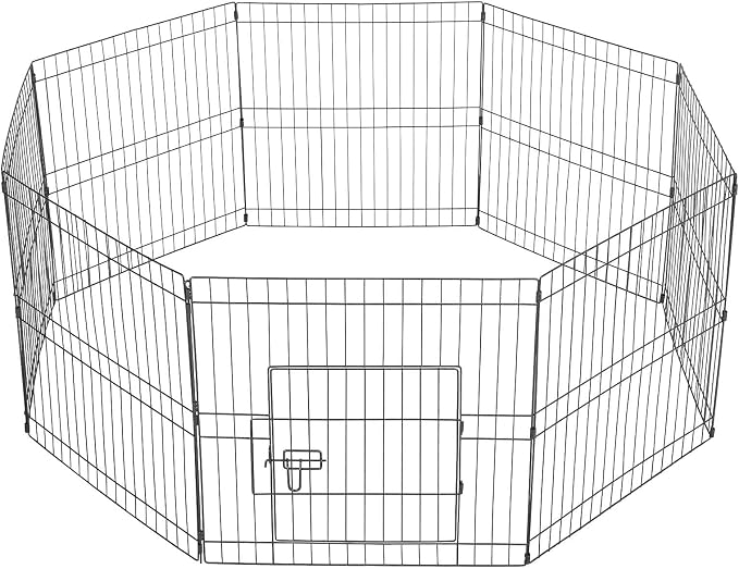Yaheetech 24 inch 24 Panel Black Heavy Duty Foldable Metal Dog Exercise Pen by Yaheetech