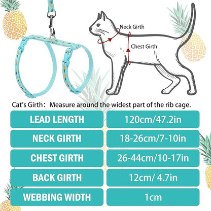 PUPTECK Adjustable Cat Harness and Leash Set Escape Proof Kitten Strap Collar - Image 2