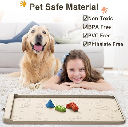 Dog Food and Water Mat 28x20 Inch Sand Color - Image 3