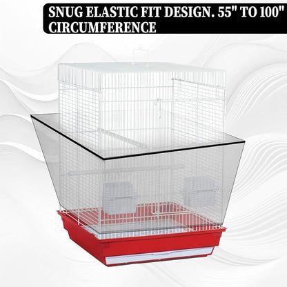Large Bird Cage Seed Catcher, Stretchy Bird Cage Cover, Soft Nylon Mesh Skirt - Image 6
