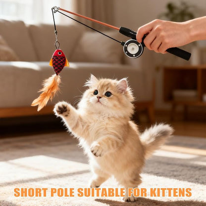 Cat Toys Interactive for Indoor Cats Wand Retractable Fishing Pole - Image 6