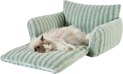 Hollypet Cat Bed Fluffy Plush Mutifuctional Double-Layer Soft Pet Couch - Image 2
