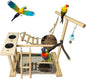 Hamiledyi Parrot Playground Bird Play Stand Natural Wood Parrot Perch Gym by Hamiledyi