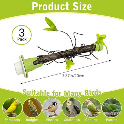 PINVNBY 3 PCS Bird Perches Simulation Branch Parrot Cage Perch Stand - Image 2