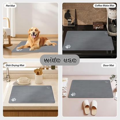 Le courant Dog Cat Feeding Mat, Rapid Absorbent Pet Mat, Bone Shaped Placemat - Image 4