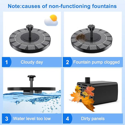 2.5W Solar Bird Bath Fountain Pump, Solar Fountains, Solar Powered Water - Image 9
