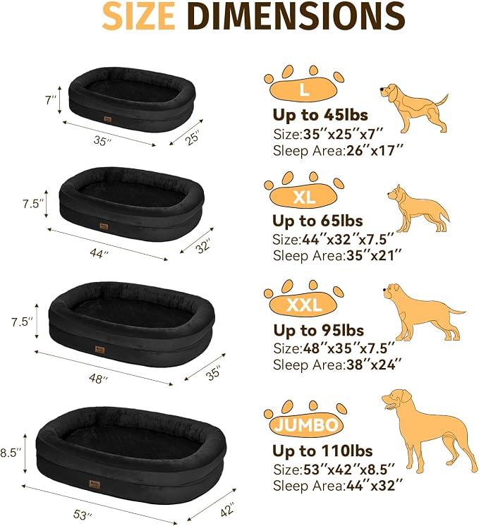 Orthopedic Washable Large Dog Bed: Cooling Memory Foam Dog Bed - Image 2