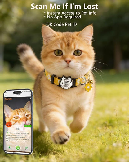 Breakaway Cat Collar with QR Code ID Tag, Adjustable Cotton Kitten Collar with - Image 7
