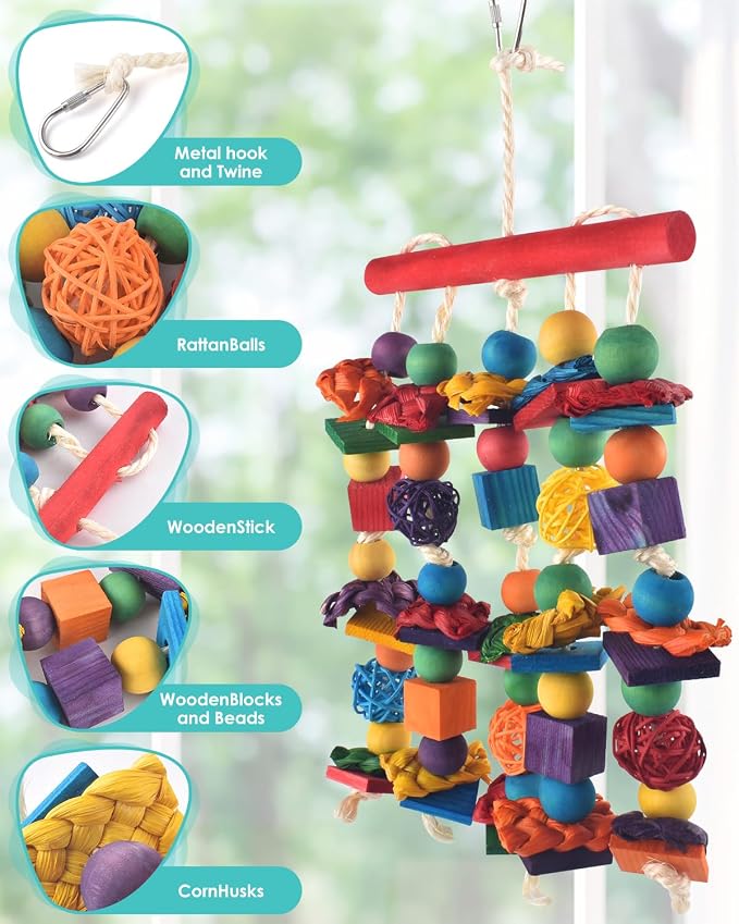 Bird Toys, for Medium Small Cockatoos Budgie Lovebird Cockatiel Conure - Image 5