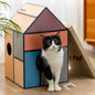 Cardboard Cat House with Scratch Pad & Catnip, Cat Play Scratching House by Conlun