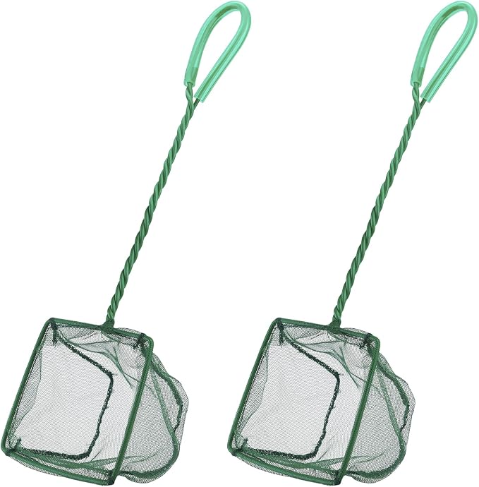 Pawfly Aquarium Fish Net with Braided Metal Handle Square Net with Soft Fine by Pawfly