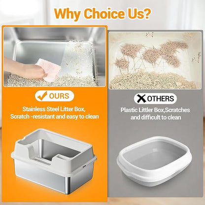 Stainless Steel Litter Box, XL Enclosed Cat Litter Boxes - Image 8