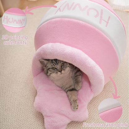 Honey Pot Cat Cave Bed, Soft and Thick Rebound Sponge Pet Nest - Image 2