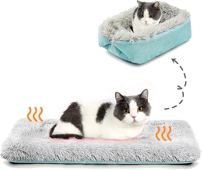Self Warming Cat Bed, Foldable Self Heated Cat Mat Extra Warm Thermal Heating - Image 8