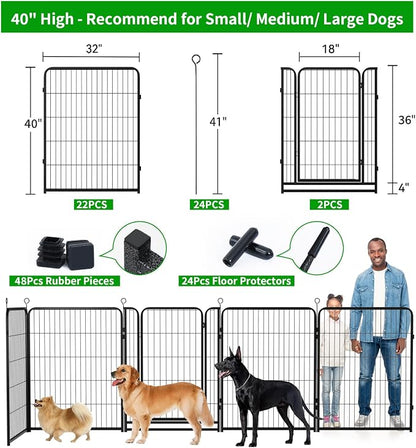 Dog Playpen Outdoor Extra Wide 24 Piece Panels Heavy Duty Dog Fence 40" Height - Image 4