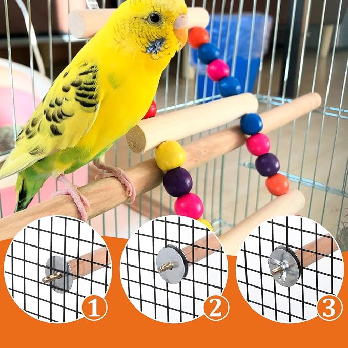 2PCS Bird Perches for Cage Wooden Parrot Perch Stand, Parrot Perches Toys Wood - Image 3