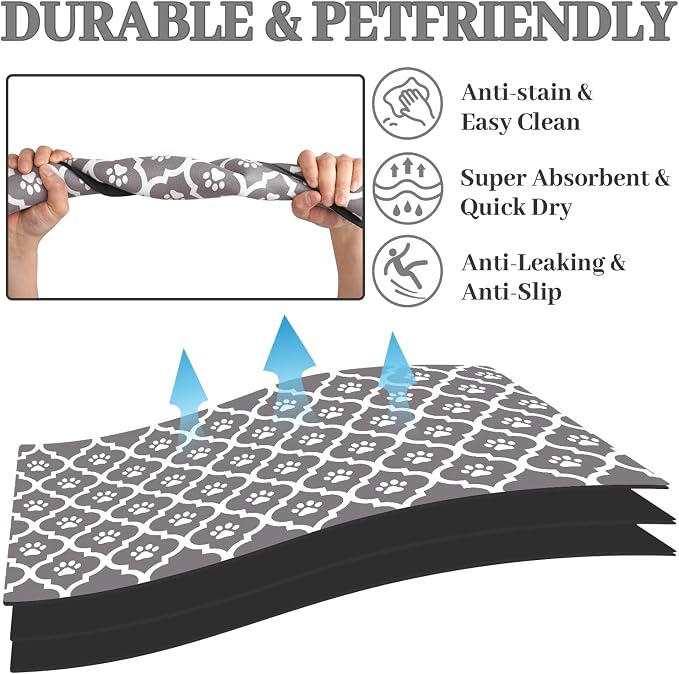 Dog Food Mat 17X30 Inch Pet Feeding Absorbent Mats - Image 2