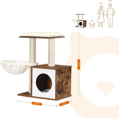 FEANDREA Small Cat Tree for Kittens, Modern Cat Tower for Indoor Cats, Cat Condo - Image 6