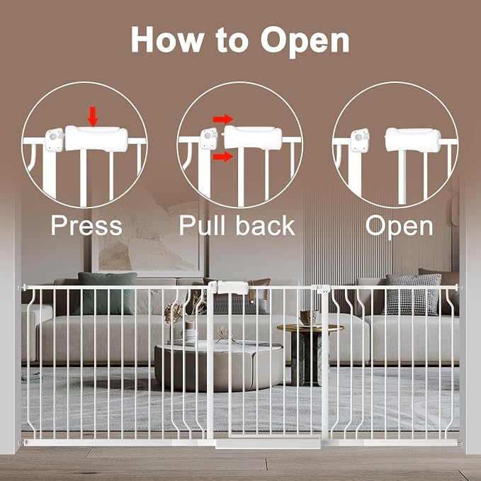 WAOWAO Baby Gate 43.3-52.75" Extra Wide Pressure Mounted Walk Through Swing - Image 4