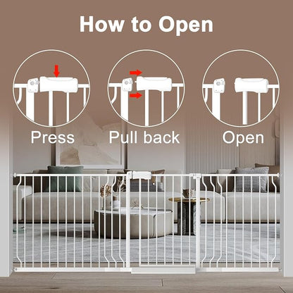 WAOWAO Baby Gate 43.3-52.75" Extra Wide Pressure Mounted Walk Through Swing - Image 4