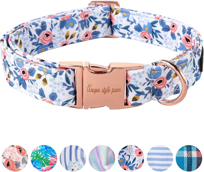 Unique style paws Dog Collar Metal Buckle Red Rose Collar Flower Gift Durable by Uniquestylepaws