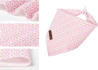 Lionet Paws Spring Daisy Dog Bandana Washable Cotton Handkerchief Scarf - Image 2