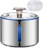 Cat Fountain, 84oz/2.5L Stainless Steel Pet Water Fountain, Automatic Dog Water by BOORCA