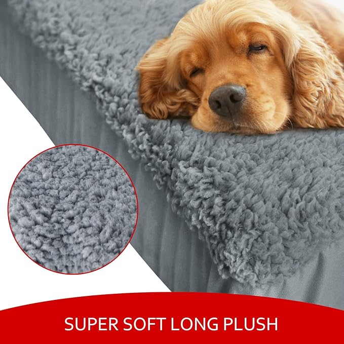 Dog Bed Covers Soft Plush Replacement Washable, Waterproof Pet Bed Liner Grey - Image 2