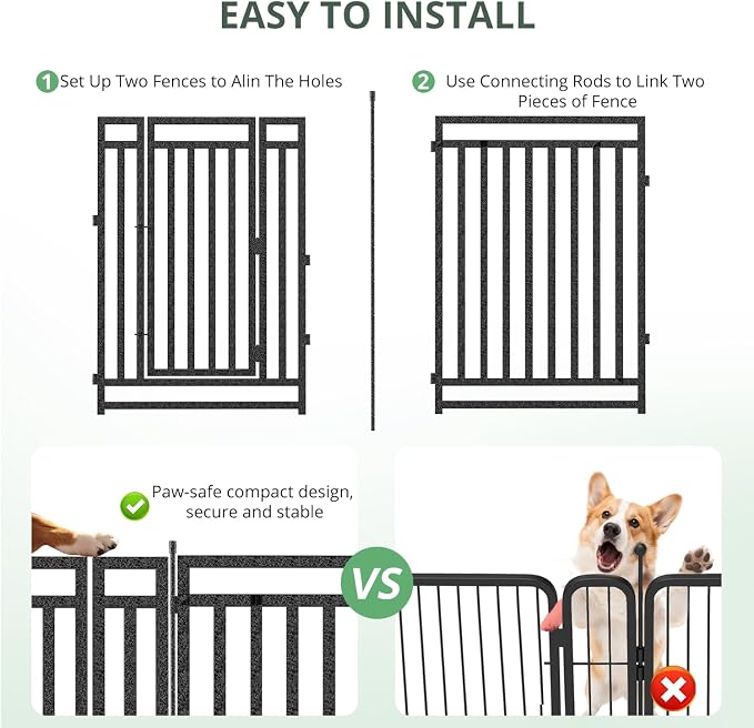 Metal Dog Fence Outdoor for Yard Indoor Dog Playpen 40" Height 24 Panels - Image 3