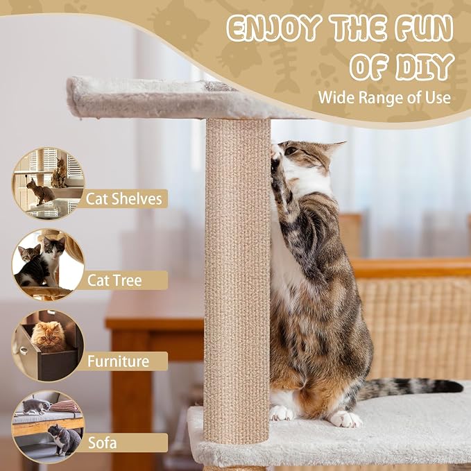 Climbing Cat Scratcher Mat Trimmable Cat Scratching Post Carpet 118’’x15.8’’ - Image 6