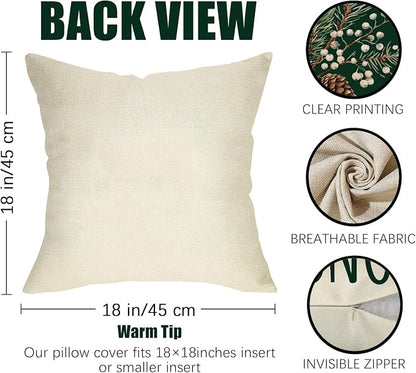 Fahrendom Winter Vibes Green Decorative Throw Pillow Covers 18 x 18 Set of 4 - Image 3