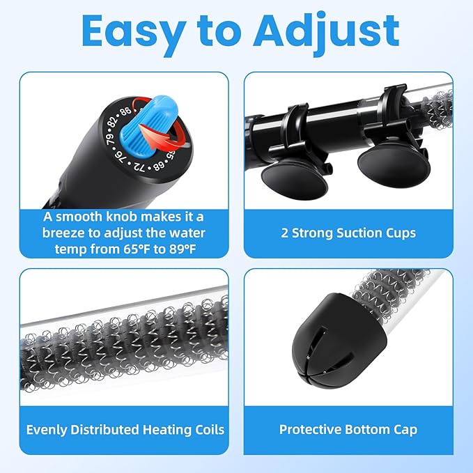 AQUANEAT Aquarium Heater, 25W Fish Tank Heater, Adjustable Submersible Water - Image 6