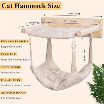 JSPYFITS Wooden Cat Wall Hammock, 18.9 x 12.6 Inch Double Layer Cat Furniture - Image 4