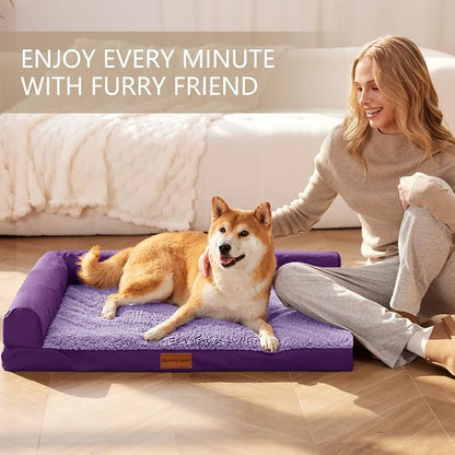 Patas Lague Orthopedic Dog Bed Large Sized Dog 36''X24'', Waterproof L Bolster - Image 2