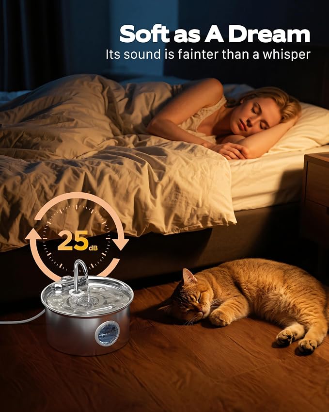 Stainless Steel Cat Water Fountain: Cat Fountain - 88oz/2.6L Pet Water Fountain - Image 8