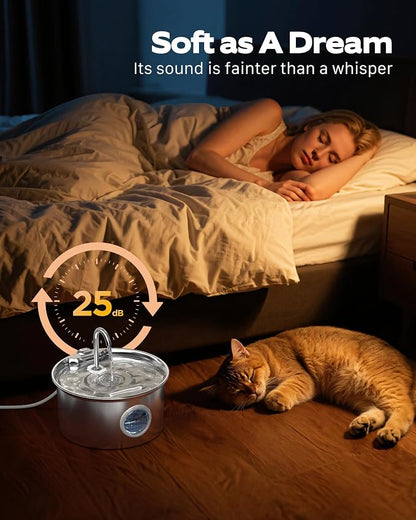 Stainless Steel Cat Water Fountain: Cat Fountain - 88oz/2.6L Pet Water Fountain - Image 8