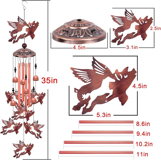 Flying Pig Wind Chimes, Gifts for Mom & Grandma & Woman & Family & Neighbor - Image 4