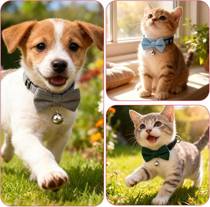 20 Pcs Cat Bowtie Collars with Bell, Solid Colors Kitten Bow Breakaway Cat - Image 7