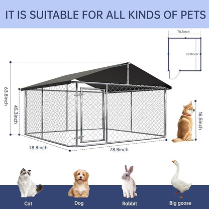 78"x 78" Outdoor Dog Enclosure Heavy Duty Dog Kennel House Mesh Dog Big Cage - Image 4