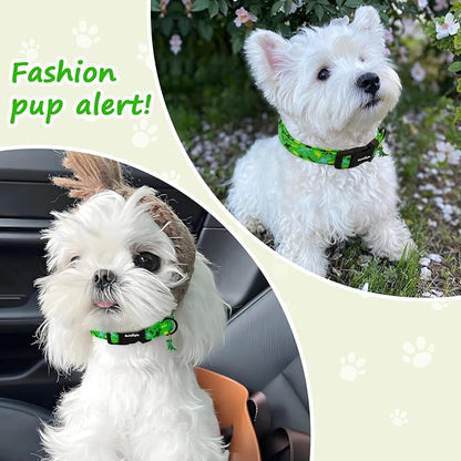 Dinosaur Dog Collar，Green with Multicolor Dino Pattern Handmade Cotton Collar - Image 7