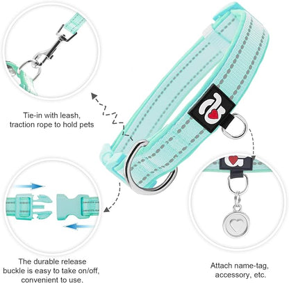azuza Reflective Dog Collar, Soft Neoprene Padded Pet Collar - Image 2