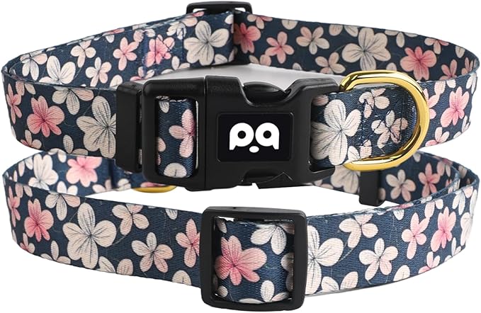 QQPETS Adjustable Soft Dog Collar: Print Flower Pink Multicolor Cute Patterns - Image 7