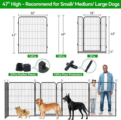 Dog Playpen Outdoor Extra Wide 16 Piece Panels Heavy Duty Dog Fence 47" Height - Image 3